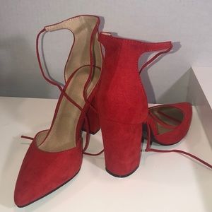 Red chunky heel